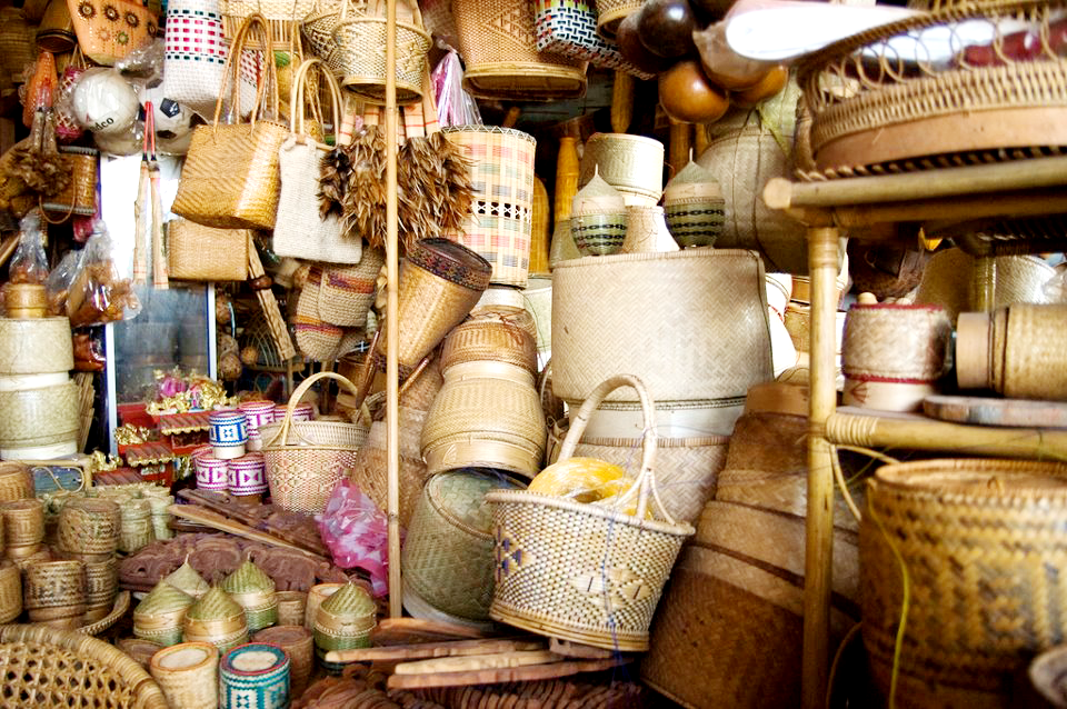 Various sizes of baskets for sale.