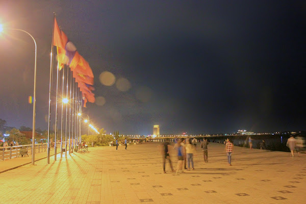 Local people stroll along river banks