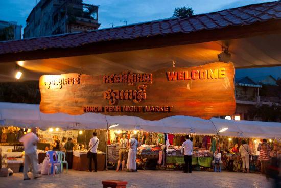 Phnom Penh's Night Market Entrance Sign