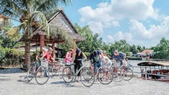 Cycling in rural village