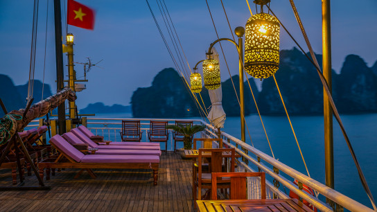 Heritage Line Violet Cruise: Sun Deck night time