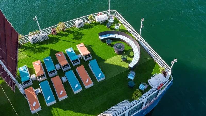 Wonderful sundeck to admire all the beauty of Lan Ha Bay