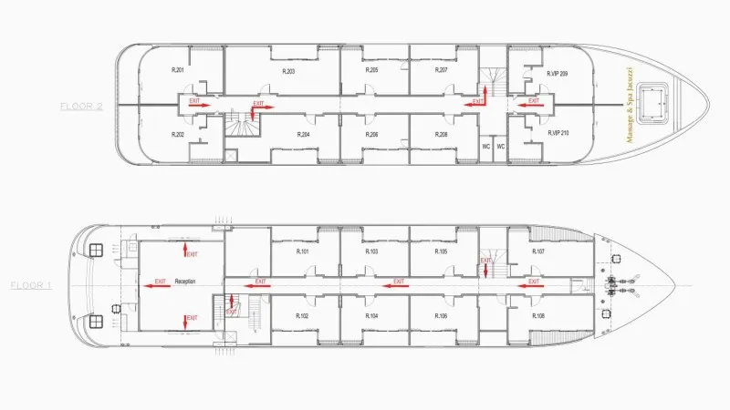 Hermes Cruise Deckplan Deck 2 and Deck 1