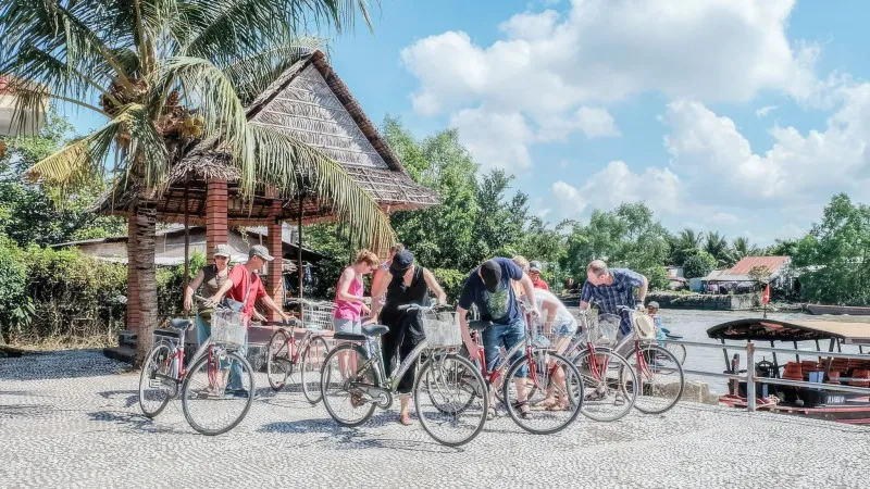 Cycling in rural village
