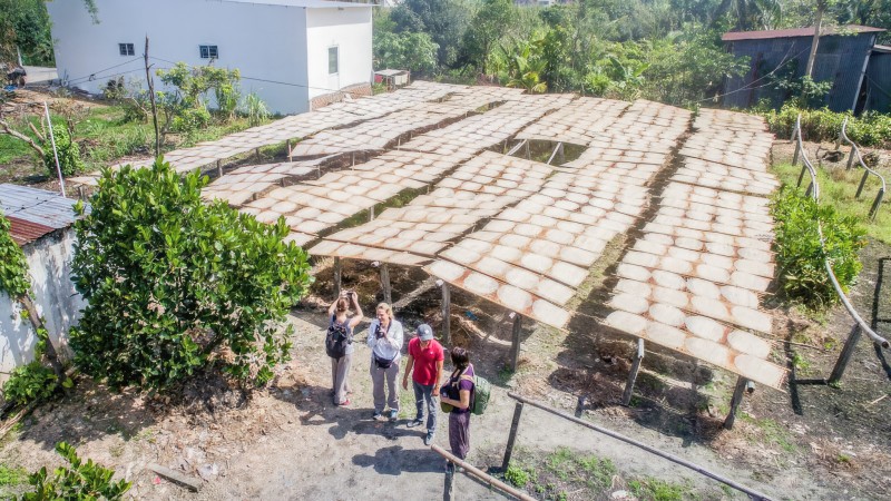 Taking picture of Rice paper production