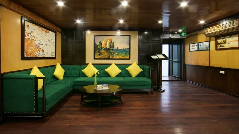 The spacious lobby onboard