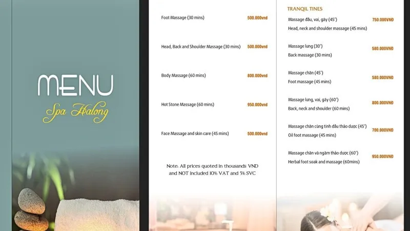 The Spa Menu