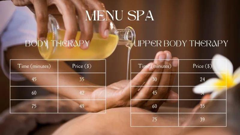 Spa Menu