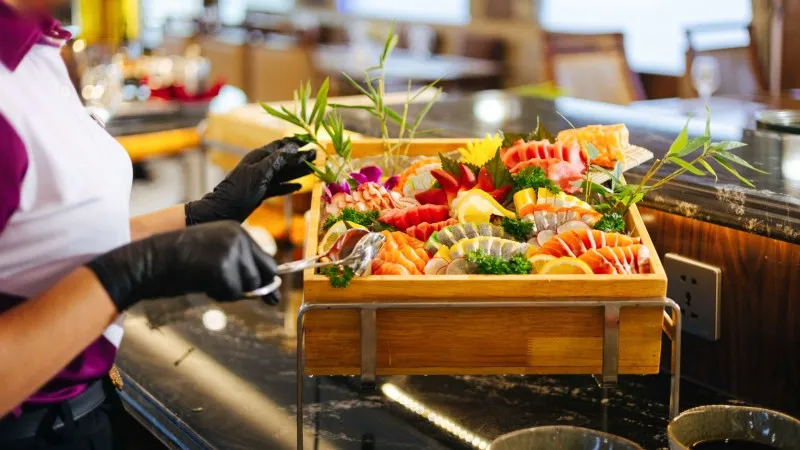 Sashimi is served freshly for passengers