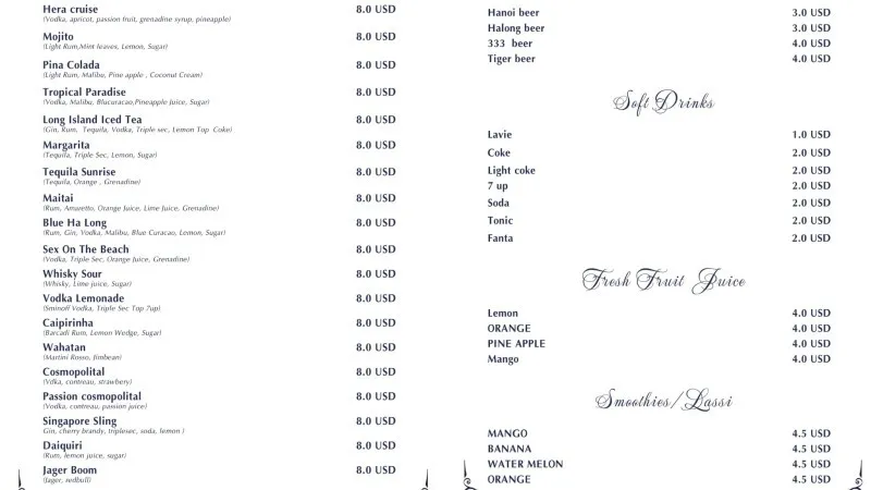 Menu Drink