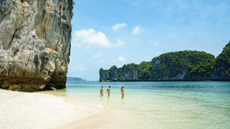 Emerald waters on calm beach