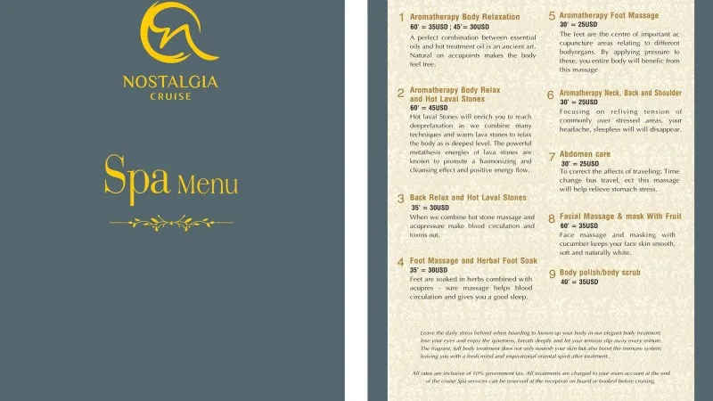 Nostalgia Cruises Menu Spa
