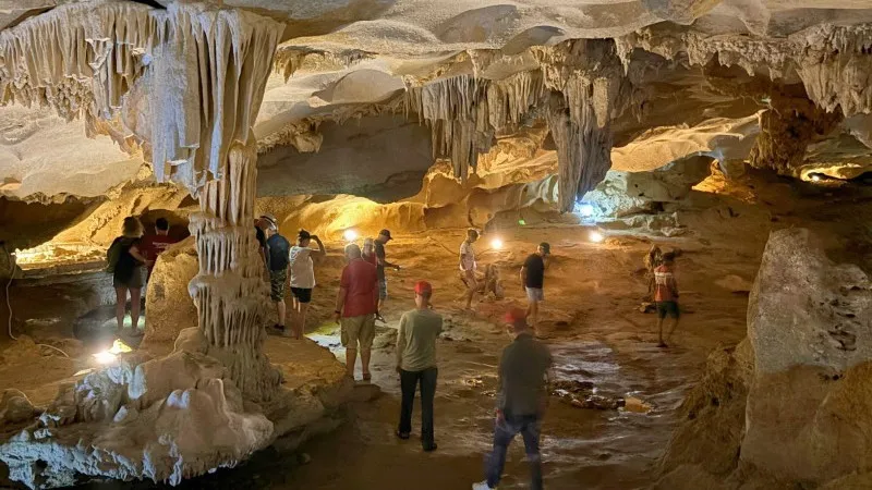 Explore the stalactites