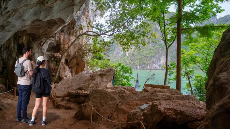 The lush view outside the cave
