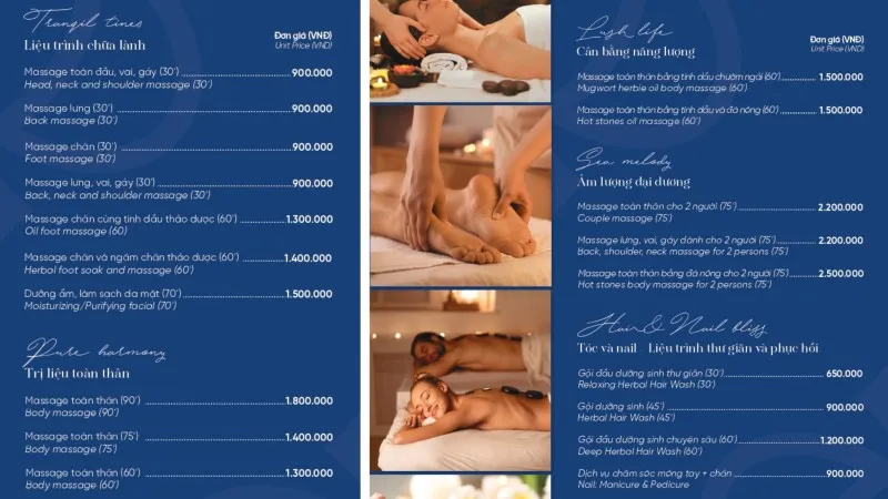 Calista Spa Menu