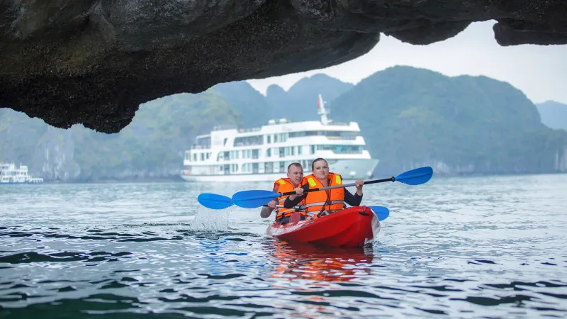 Kayaking through Dark & Bright cave