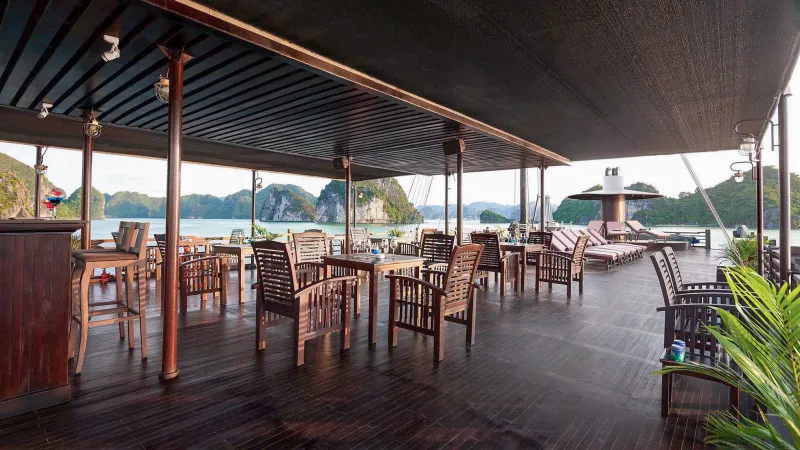 Spacious sky bar on budget cruise