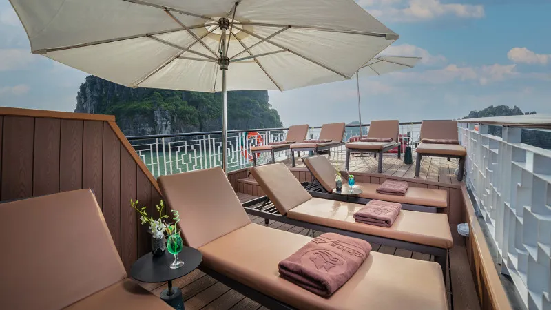 Relaxing loungers on sundeck