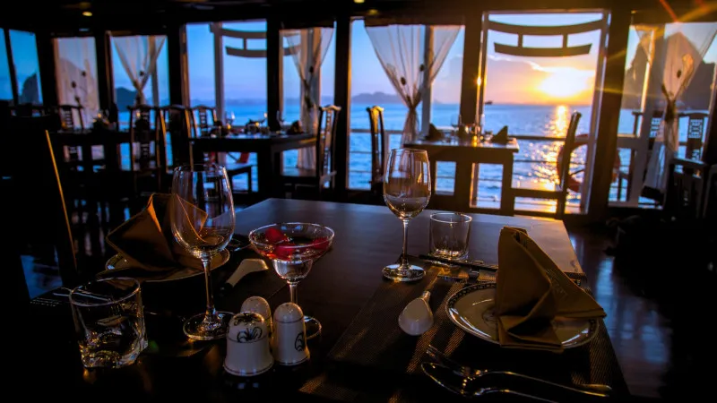Majestic sunset view from dining table