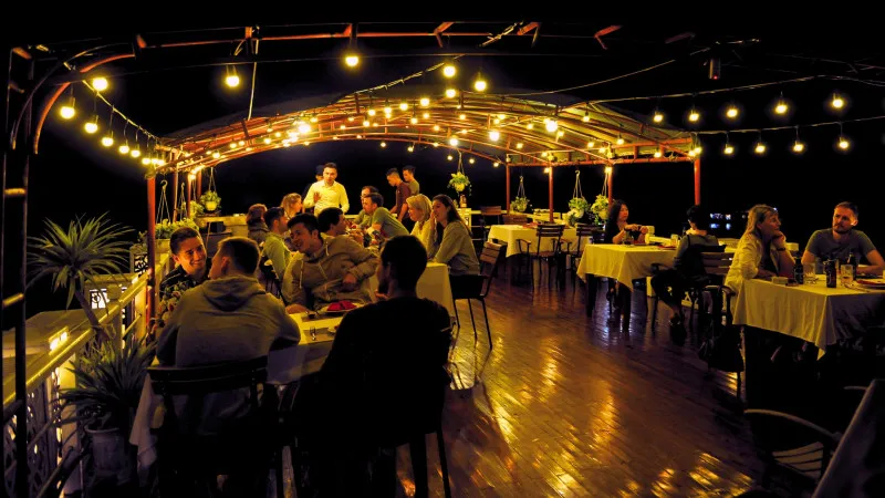 Warm dinner under starry night
