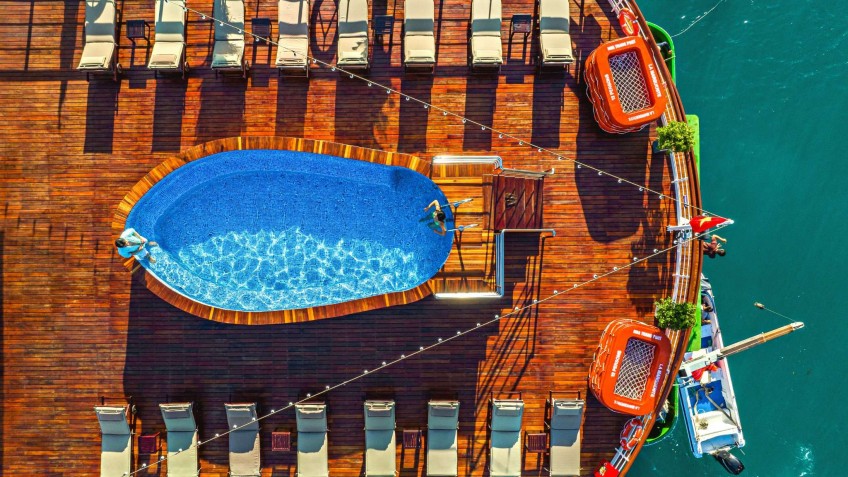Relaxing Swimming Pool On Sundeck