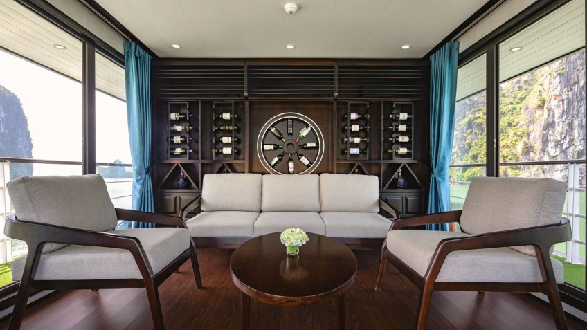 Lobby Arrea With Wine Bottles As Decor Items