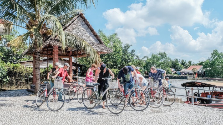 Cycling in rural village