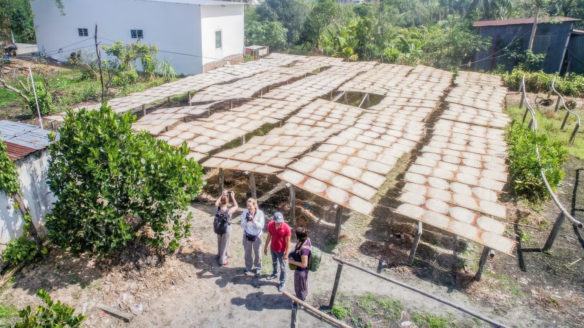 Taking picture of Rice paper production