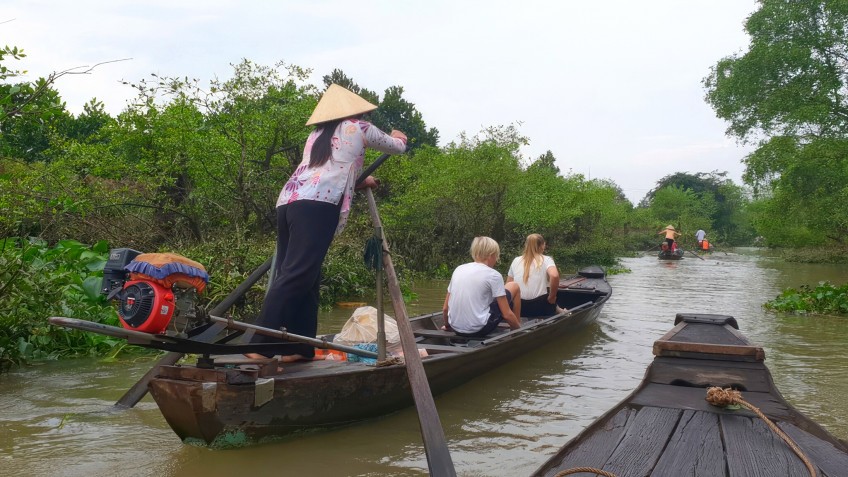 Tranquil rowing boat trip