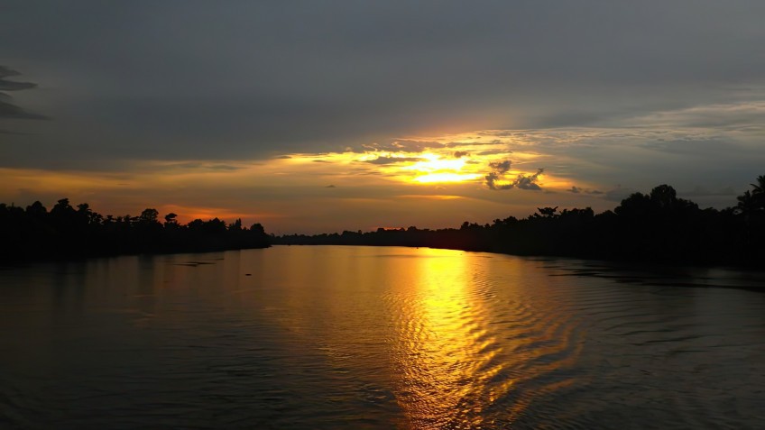 Majestic sunset of the Mekong Delta
