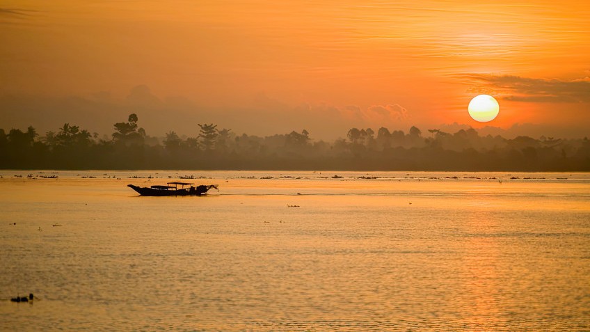 Romantic scenery in the sunset