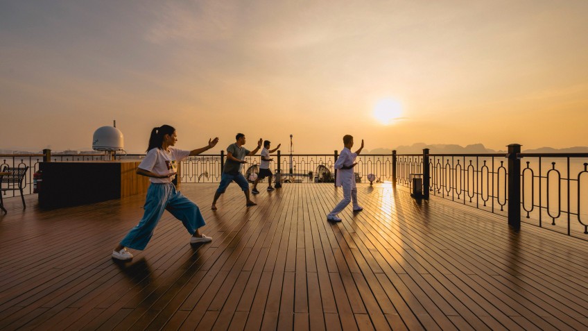 Mesmerizing sunrise at Tai Chi session