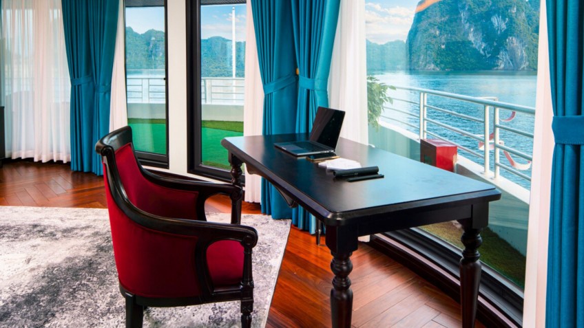 Catherine Cruise: Working Table overlooking the bay