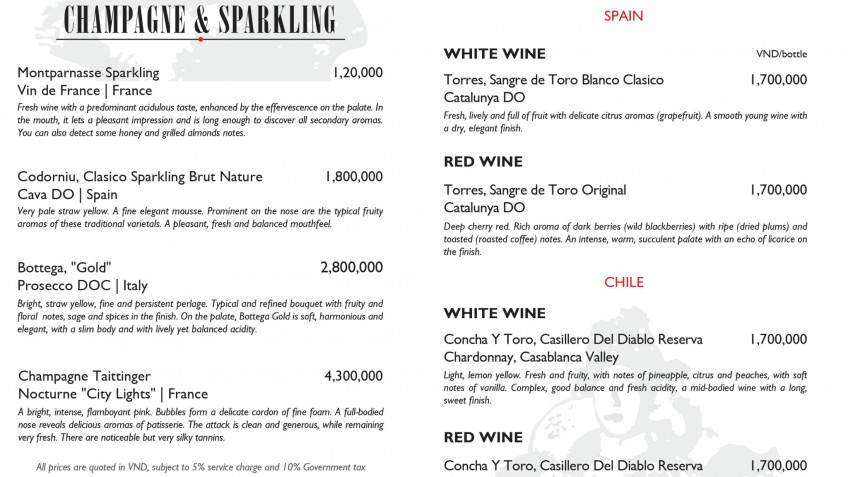 Emperor Cruises: Drink Menu 1