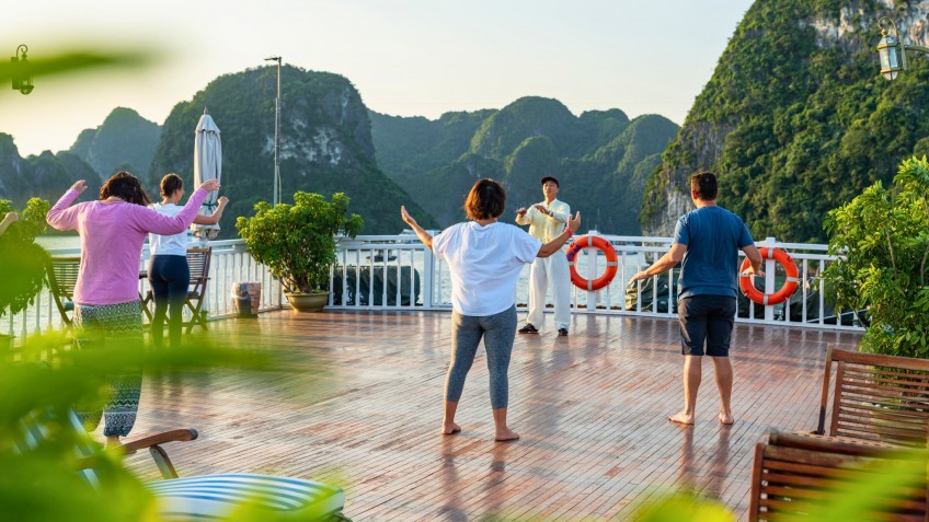 Indochina Sails: Tai Chi in the morning