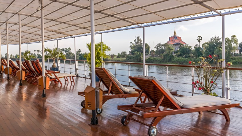 Soak up refreshing air on sun loungers