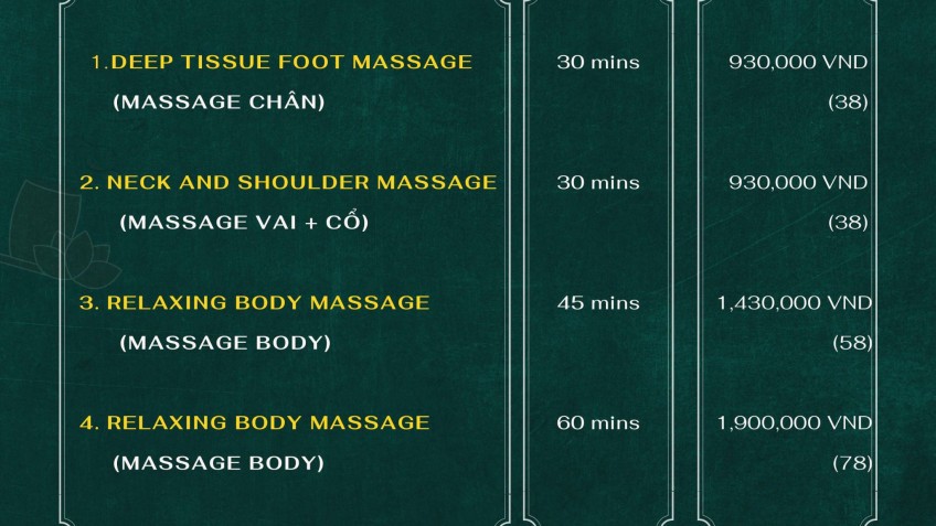 Indochina Sails: The Spa Menu