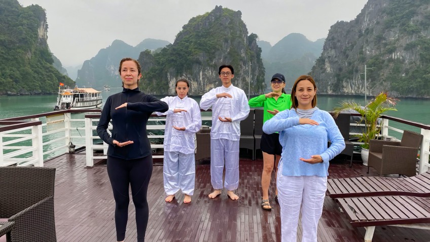 Practice Tai Chi on the sundeck