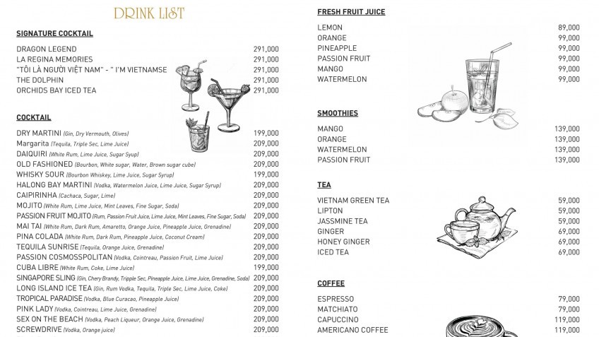 La Regina Legend Cruise: Drink Menu