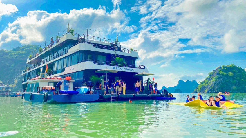 Swimming amid the stunning bay