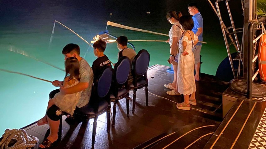 Squid fishing at night