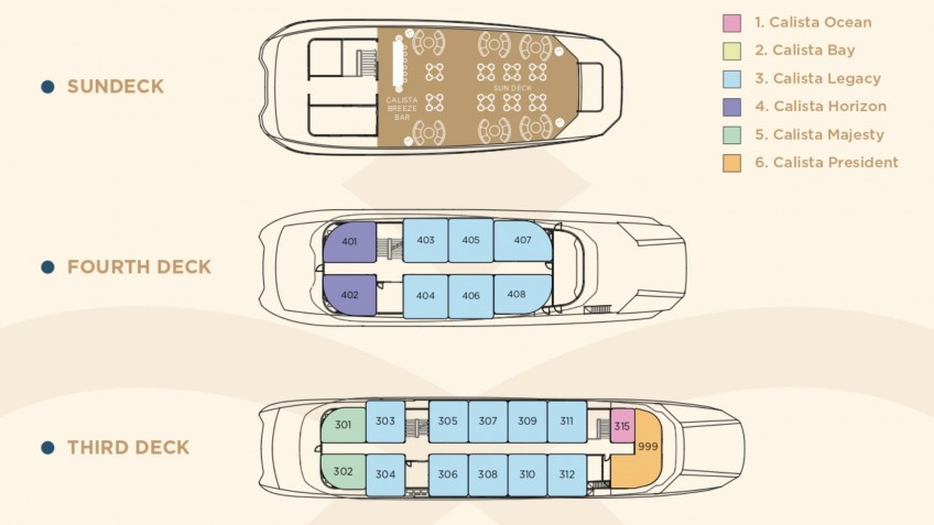 Calista Cruise: Deck Plan 3,4,5