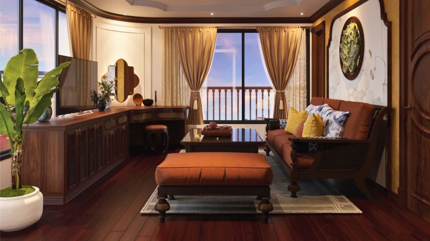 Cycad Cruise: Living room with bay view