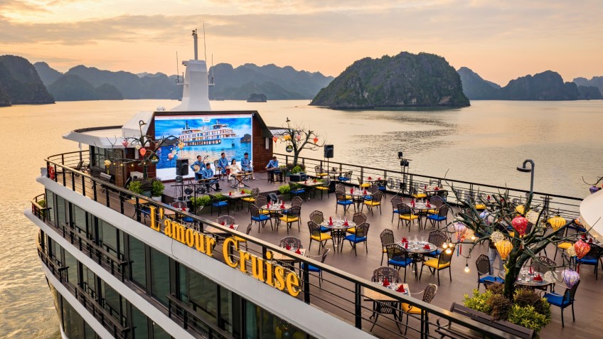 Music Performance Over Sunset Bay