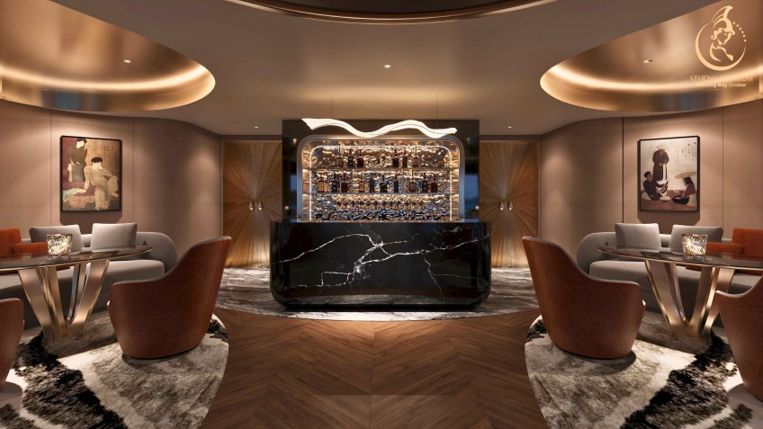 In-suite lounge with a bar