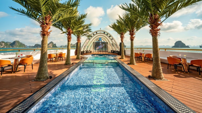 Unwind in the top-deck Pool