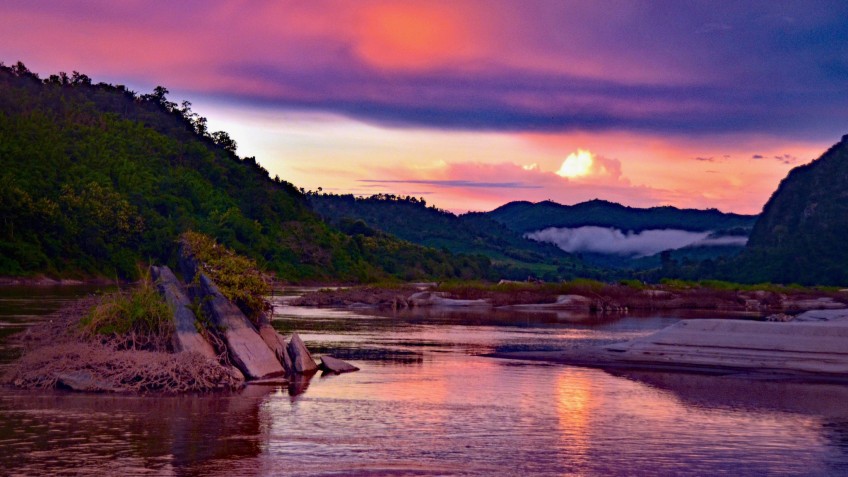 Majestic Sunset On Mekong
