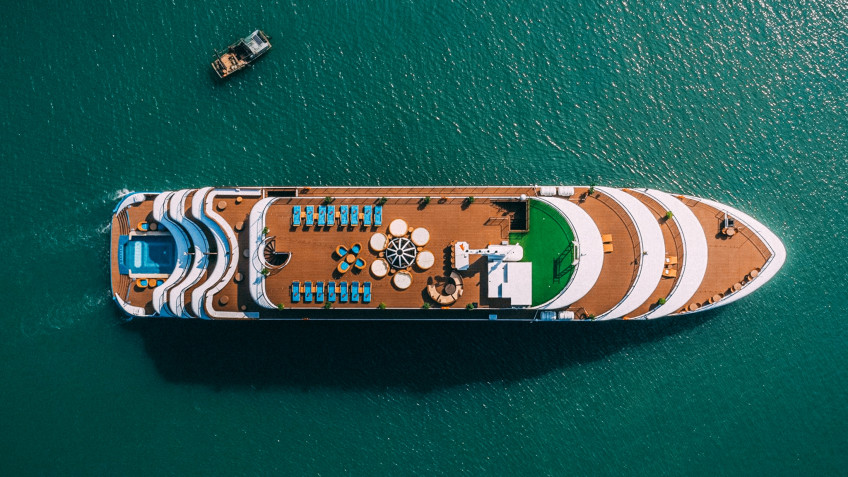 Panorama ship from up sky