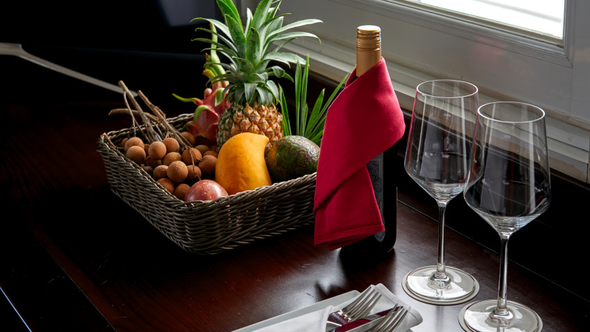 Complimentary Wine And Fruit