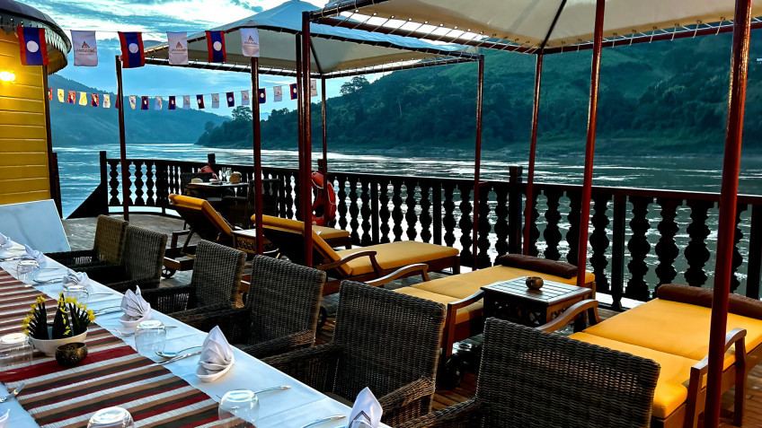 Pretty river view from sun loungers